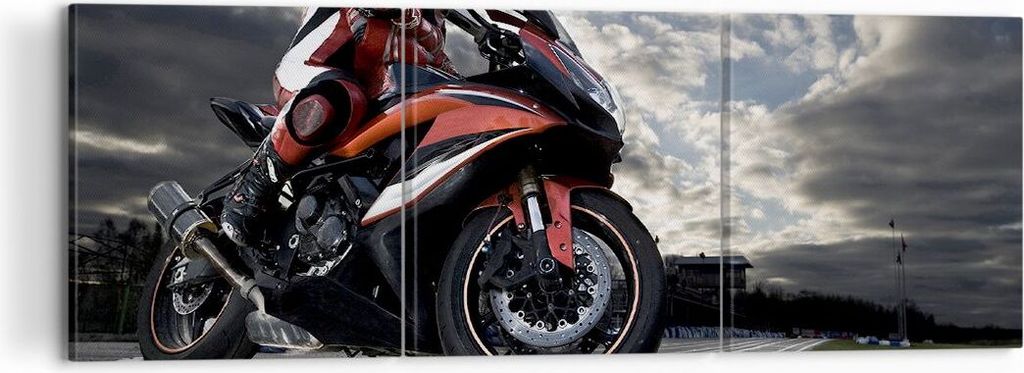 Bild auf Leinwand - Leinwandbild - Sport Rennen Motorrad Reise - 120x40cm - Wand Bild - Wanddeko - Leinwanddruck - Bilder - Kunstdruck - Wanddekora...