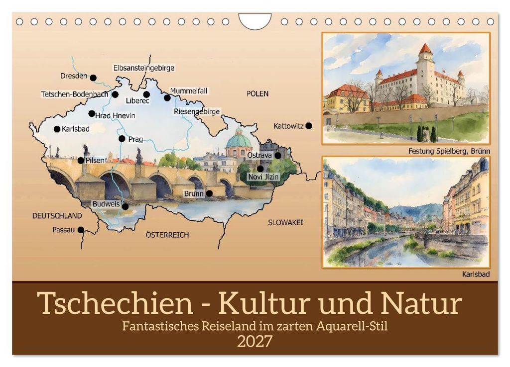 Tschechien - Kultur und Natur (Wandkalender 2027 DIN A4 quer), CALVENDO Monatskalender