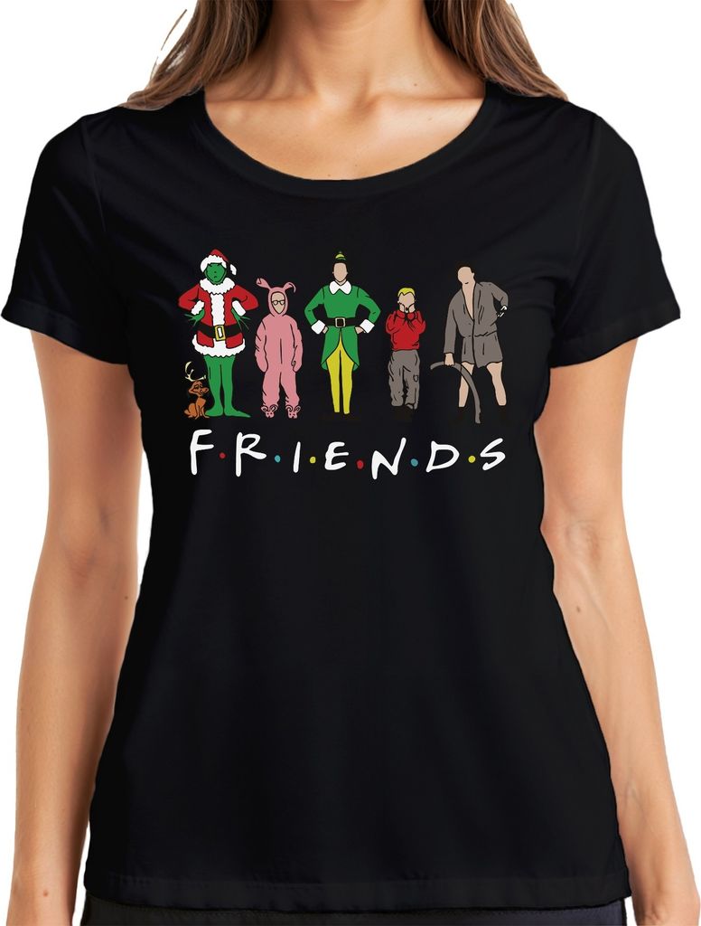 Friends Weihnachtsfilme Cartoon - Weihnachten Christmas Xmas Damen T-Shirt, Schwarz, 3XL