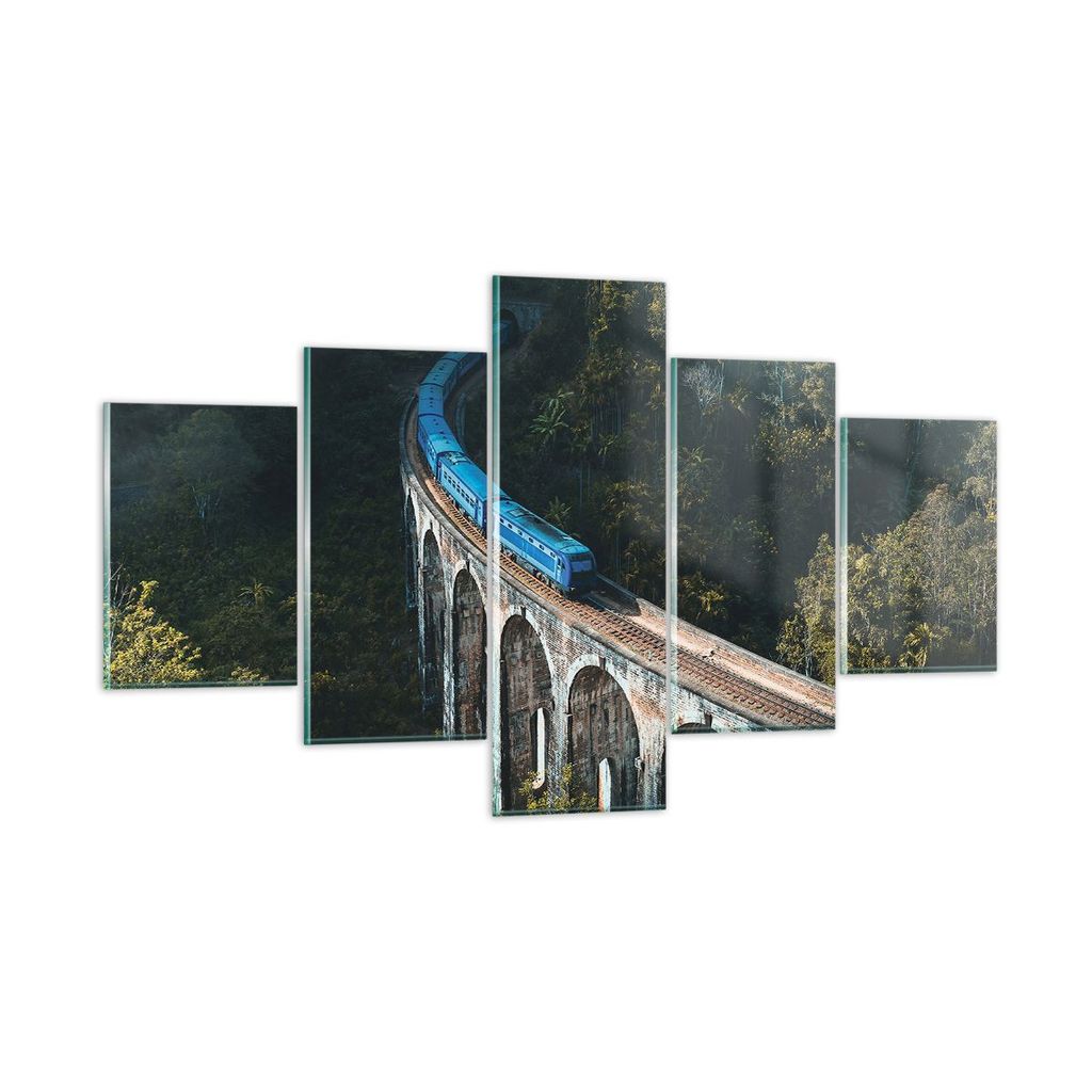 Bilder auf glas - 5 Teile - Zug Hogwarts Express - 125x70cm - Glasbilder - Wandbilder - Bilder - zum Aufhängen bereit - Wanddekoration aus Glas - ...
