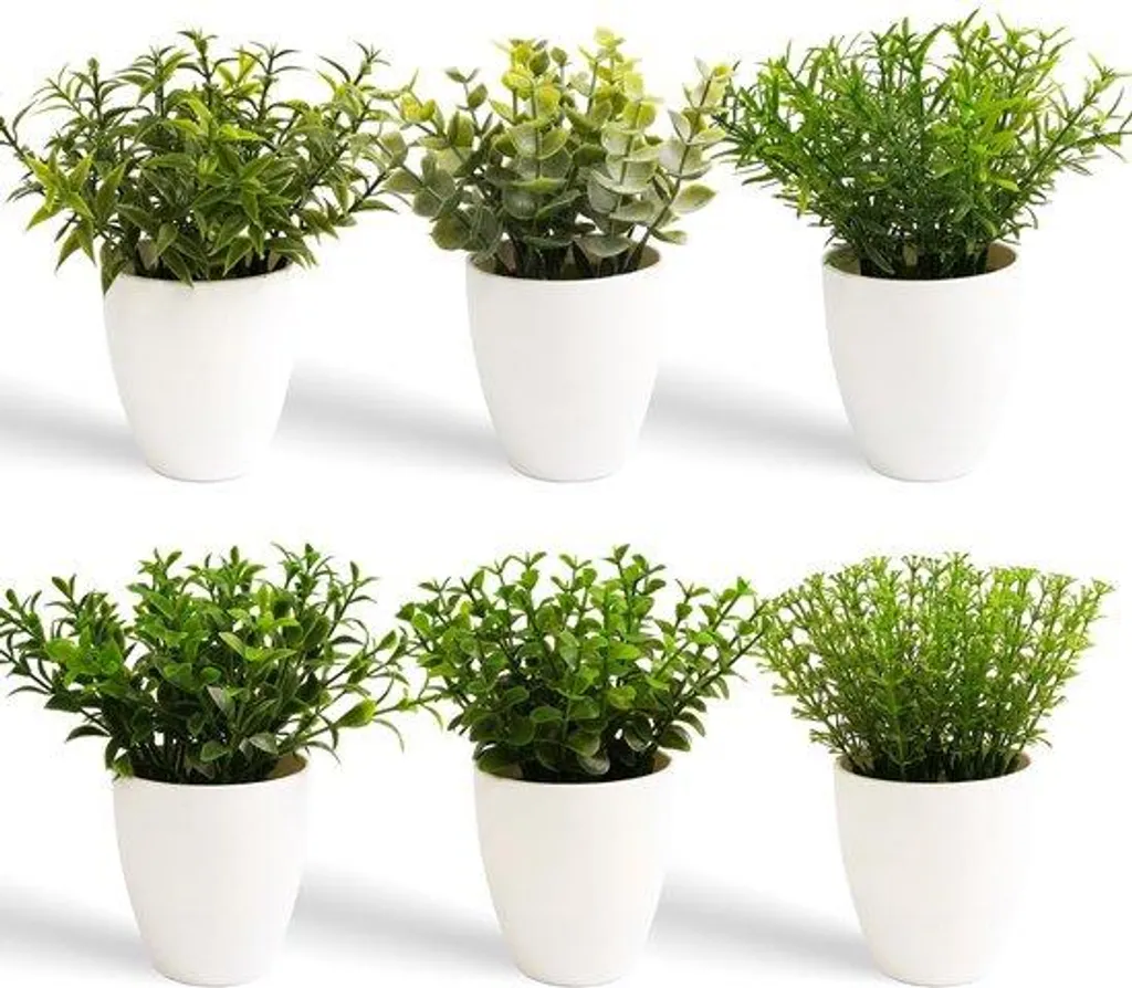 Plante eucalyptus 16 cm réaliste avec pot gris pour bureau et étagère