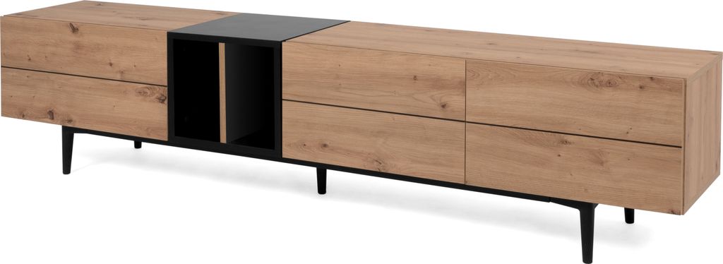 TV-Möbel Ted 195cm 3 Türen - Eiche/schwarz Produktbild 