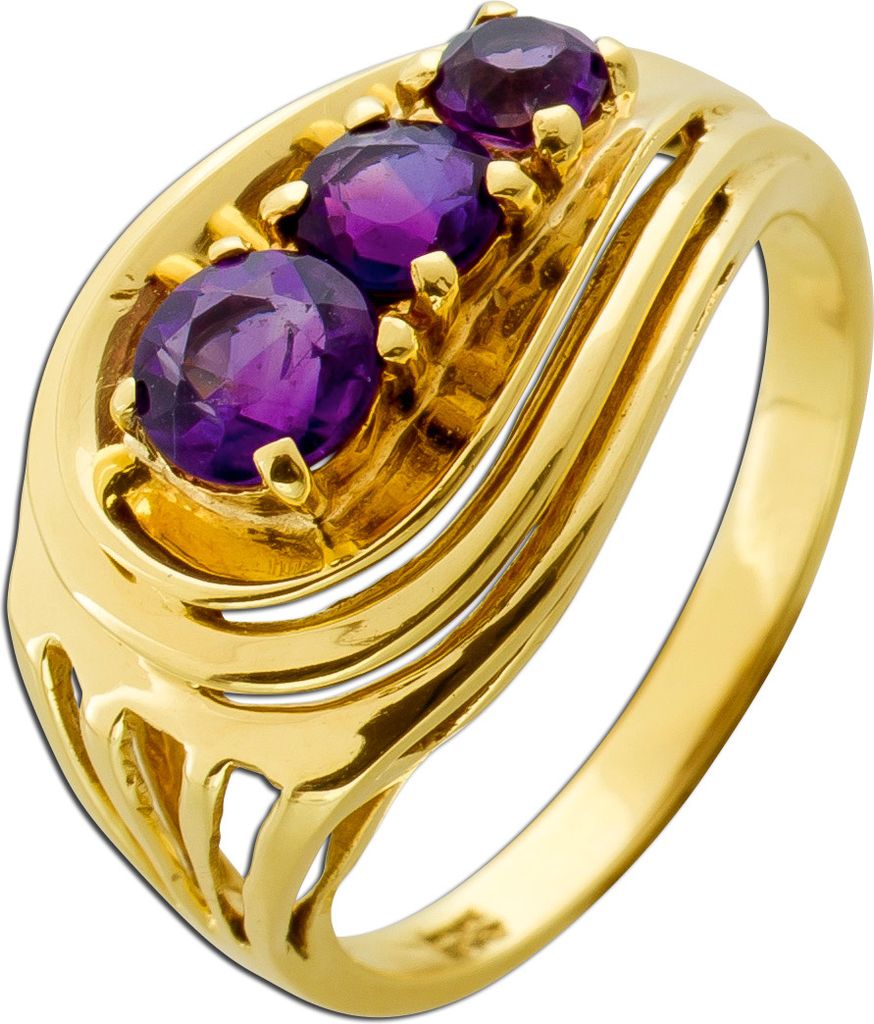 Amethyst Ring Gold 585 14K violette Edelsteine 1.4ct Antikschmuck 18