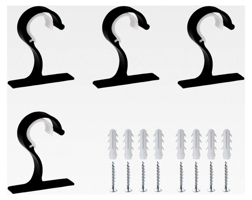 4 Stück Gardinenstangenhalterung aus Aluminiumlegierung, Deckenhalterung für Gardinenstangen mit Schrauben
