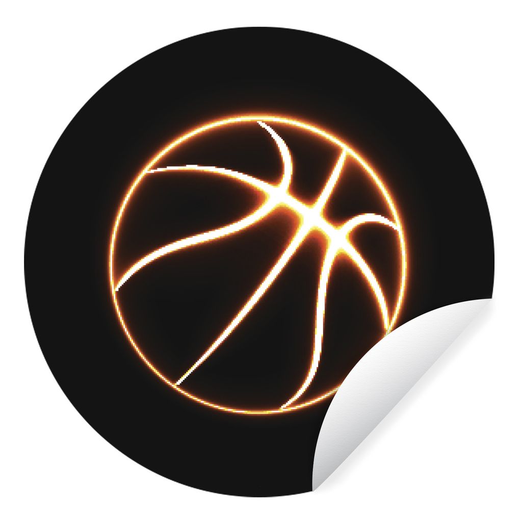 MuchoWow Runde Wandtattoo - Wandsticker Tapete Aufkleber Eine Illustration eines leuchtenden Basketballs Ø 100 cm Selbstklebend und Repositionie...