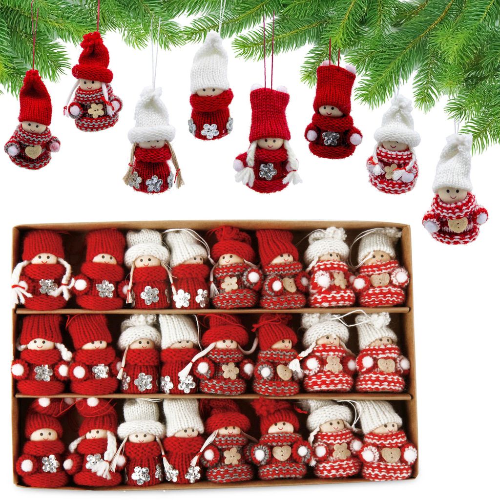 36 PEZZI ADDOBBI Natalizi in Legno Gnomi Da Appendere per Albero Di Natale Decor EUR 18,99