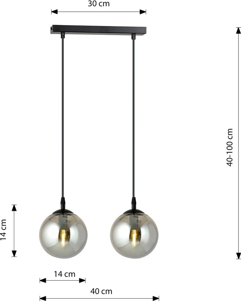 Suspension de Cuisine ou Salon Noir Graphite - Éclairage Double E14 - 4