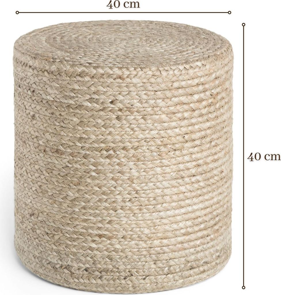 Hanse Home Looma Jute Pouf Looma Natur Greige