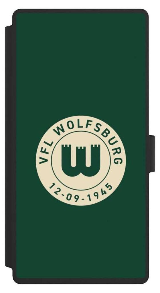 NIVOCASE Klapphülle für Samsung Galaxy S23 Ultra Handyhülle aus Kunst Leder NIVOflip schwarz Offizielles Lizenzprodukt VfL Wolfsburg 80 Jahre