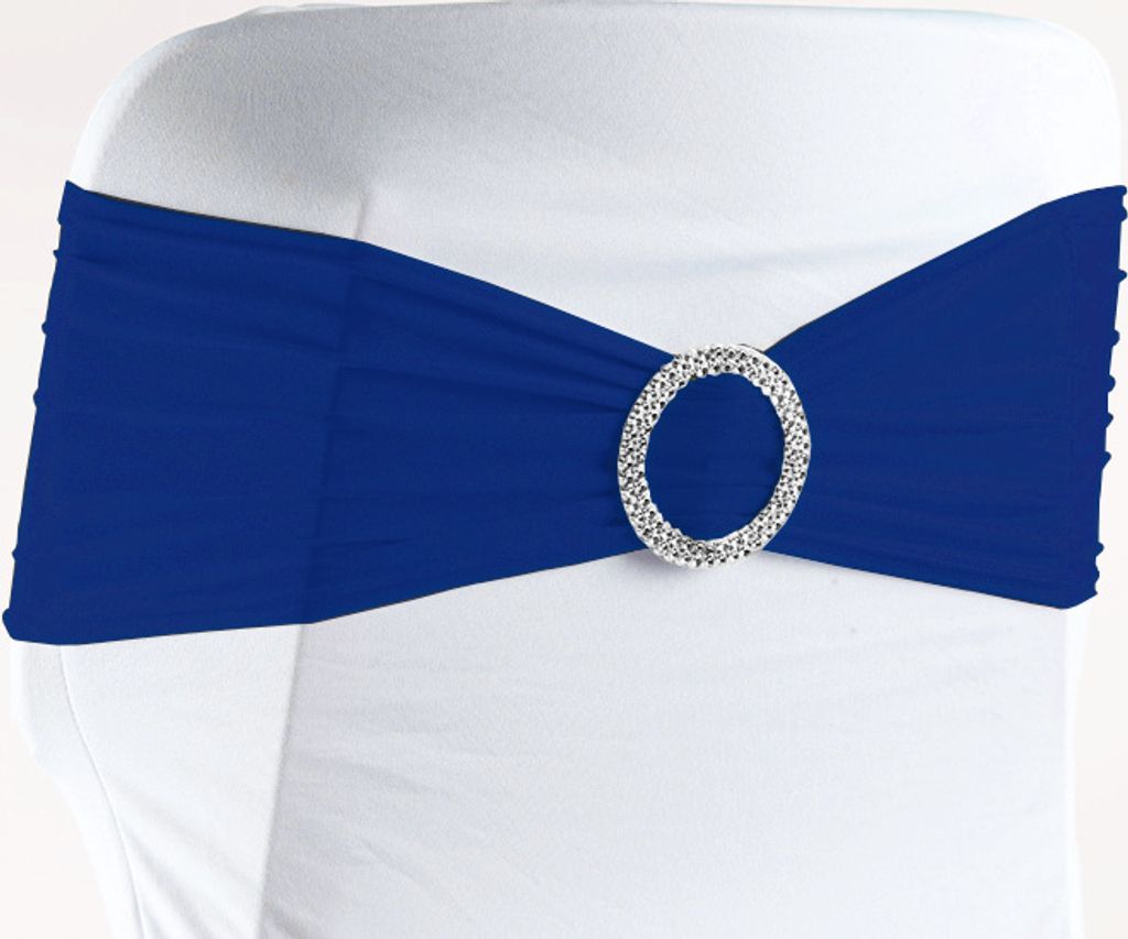 Stuhlschleifen Stretch, Royalblau - elastische Schleifenbänder mit Schnalle