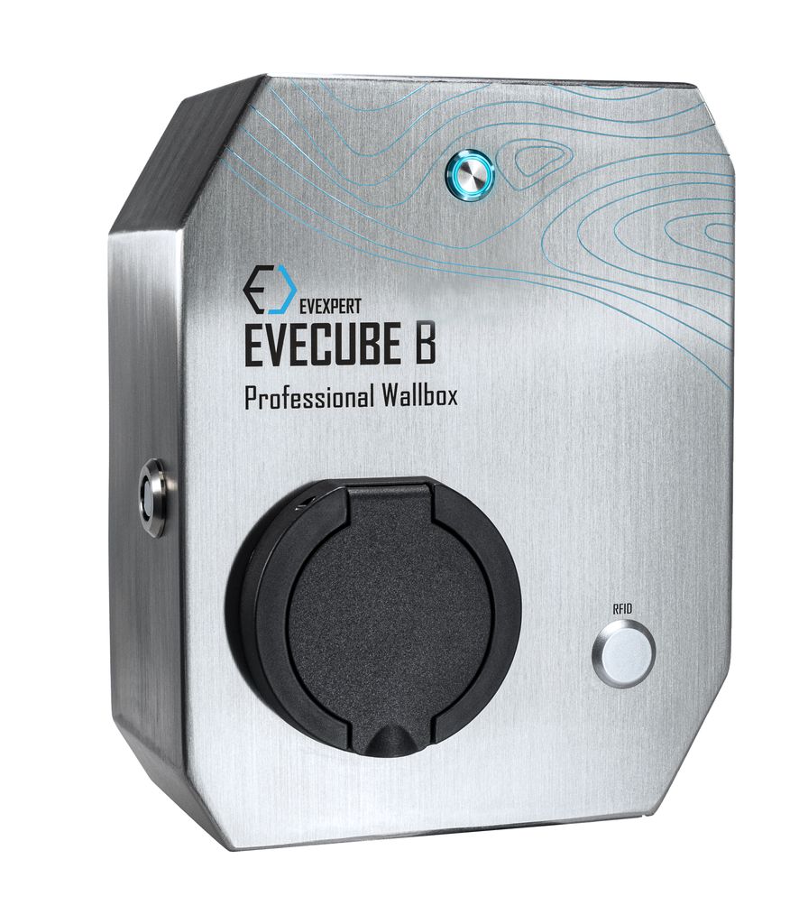 EVECUBE B+ AC 22kW Ladestation für Elektroautos & PHEV (offline + Display + überschüssiges FVE + RFID)