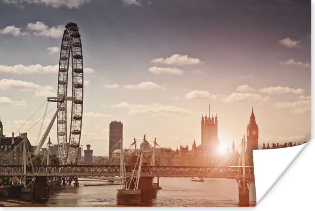MuchoWow Poster Sonnenuntergang auf dem London Eye in England 30x20 cm - Plakate - Print