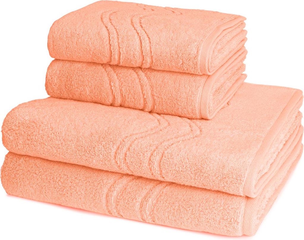 Ross Cashmere feeling 2 X Handtuch 2 X Duschtuch im Set Walkfrottee aus Baumwolle 520 g/m², Weich saugstark mit Aufhänger Kordel, Wellenmuster un...