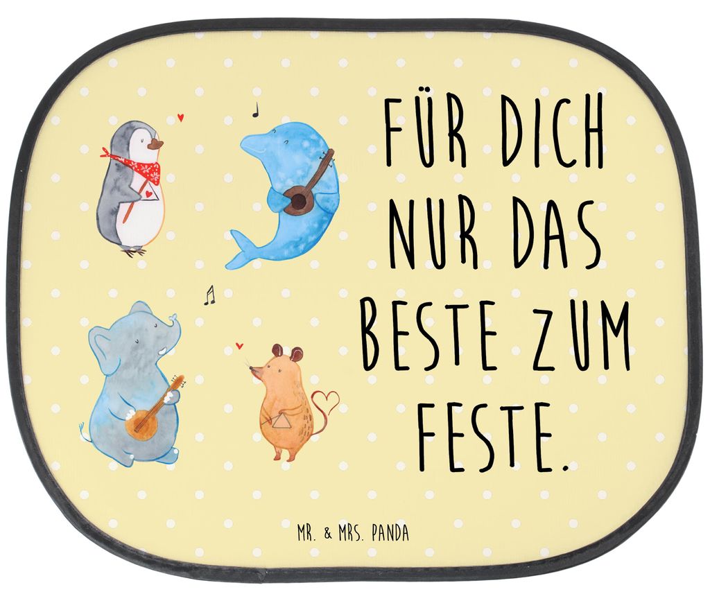 Mr. & Mrs. Panda Sonnenblende Auto Big Band - Gelb Pastell - Geschenk, Sonnenschutz für, Lustige Sprüche, Seitlicher, Autoscheiben, Delfin, Elefa...