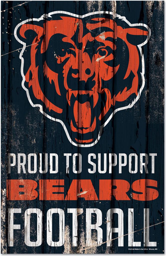 NFL Chicago Bears Proud to Support Football Wood Sign Holzschild Holz Deko 43x28cm