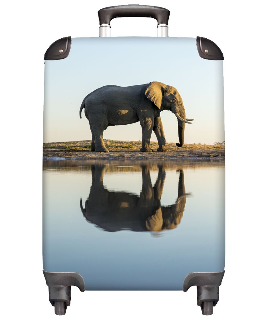 MuchoWow Koffer Handgepäck Trolley Rollkoffer Kleine Reisekoffer mit 4 Rollen - Elefant - Wasser - Bäume - Tiere - Natur - Cabin Size < 55x40x2...