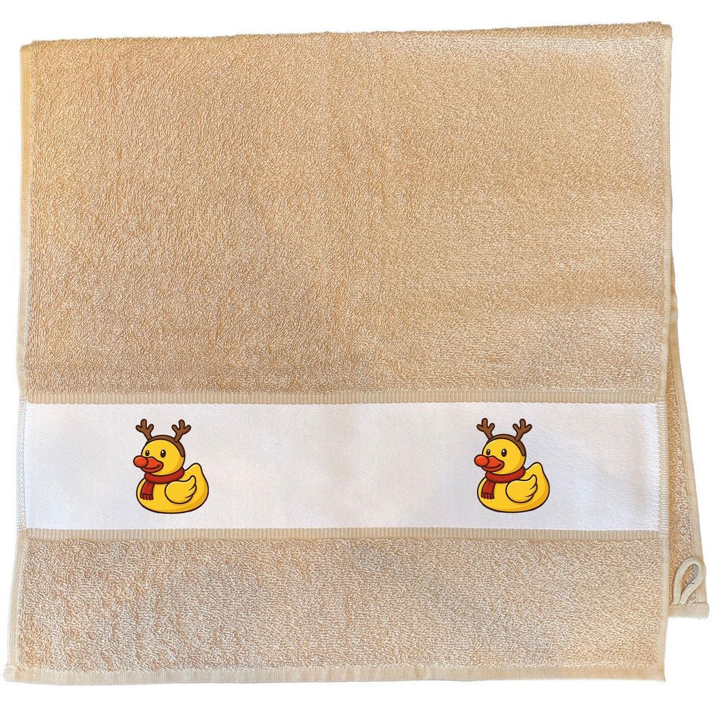 Huuraa Handtuch Quietscheente Rudolf Gummiente Rentier 50x100cm Sand Baumwolle Handtuch Geschenkidee