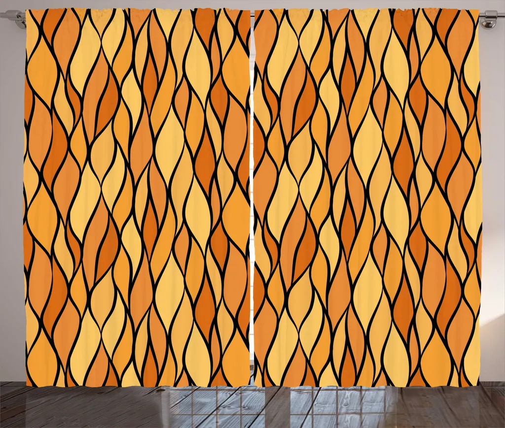 Rideaux Universels pour Salon Mosaïque Abstraite Jaune 280 x 225 cm