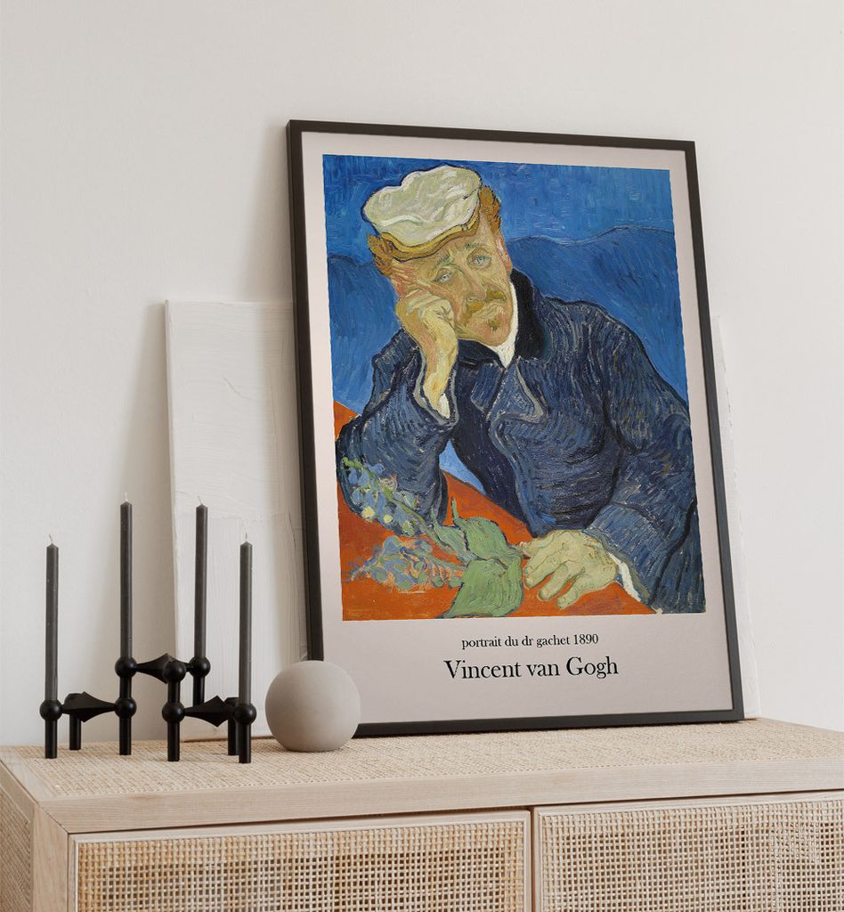 Poster Portrait des Dr. Gachet van Gogh, groesse_poster:70x100 cm, groesse_rahmen:schwarz 70x100 cm