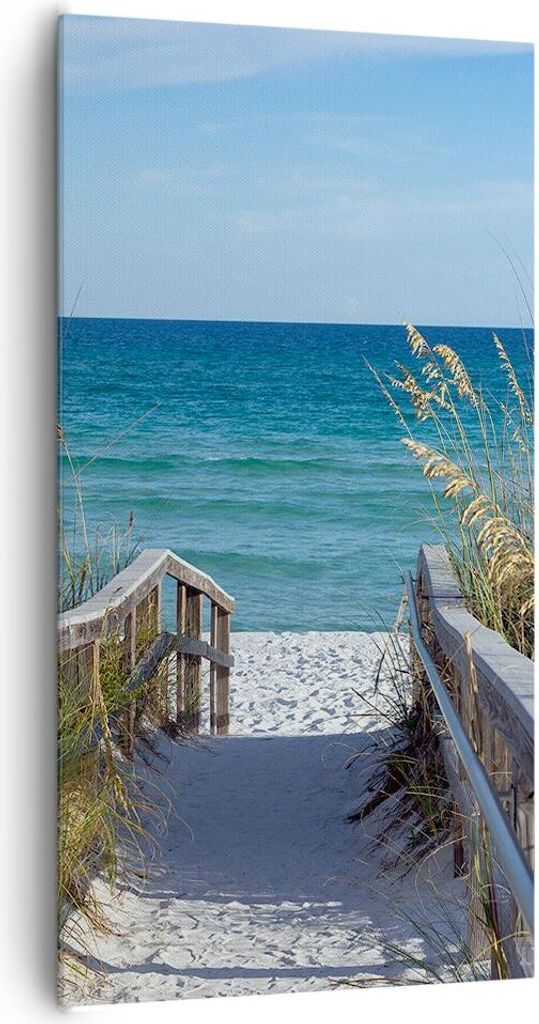 Bild auf Leinwand - Leinwandbild - Einteilig - Strand Düne Strecke - 65x120cm - Wand Bild - Wanddeko - Wandbilder - Leinwanddruck - Bilder - Wandd...