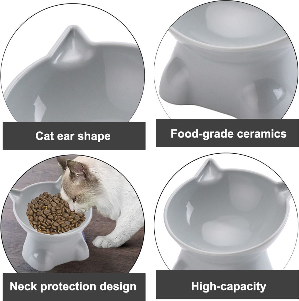 Erhöhter Katzennapf Aus Edelstahl & Akazienholz – Ergonomisch, 18° Neigung, Für Bessere Haltung & Schnurrhaar-Komfort