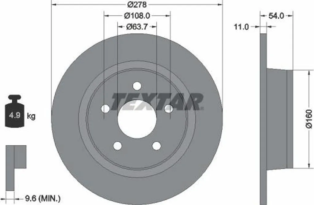 Disque de frein Ford Transit et Tourneo TEXTAR 92124903 OE 1362867