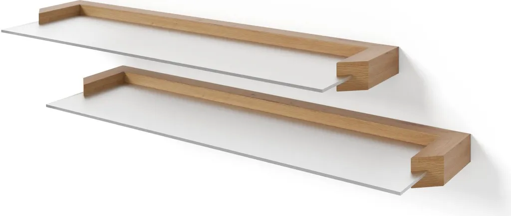 Étagère suspendue gain de place AURIS lot de 2 bois et verre Chêne Wotan