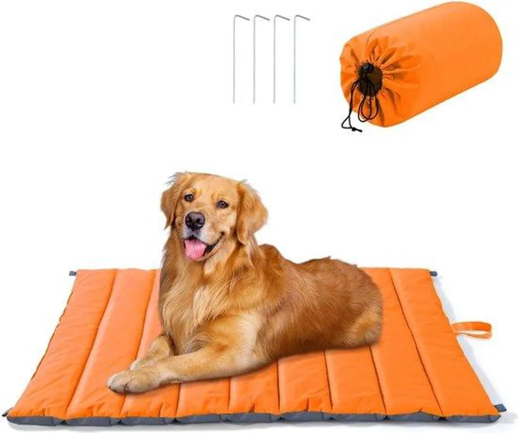 Lit chien XL imperméable et lavable 120x100 orange spécial camping