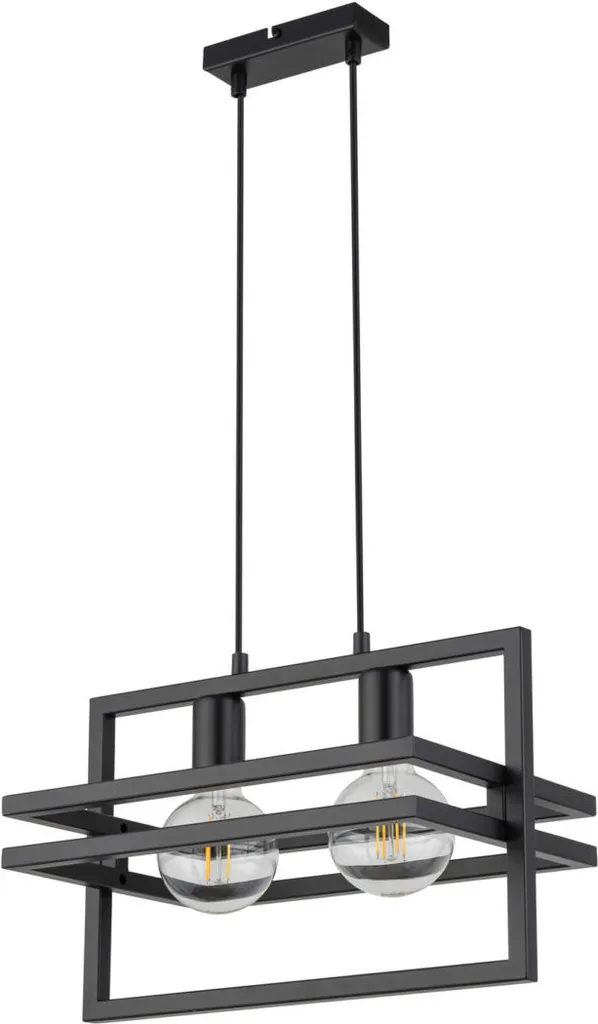 Suspension Double Noire Merci E27 pour Éclairer les Grandes Tables Loft