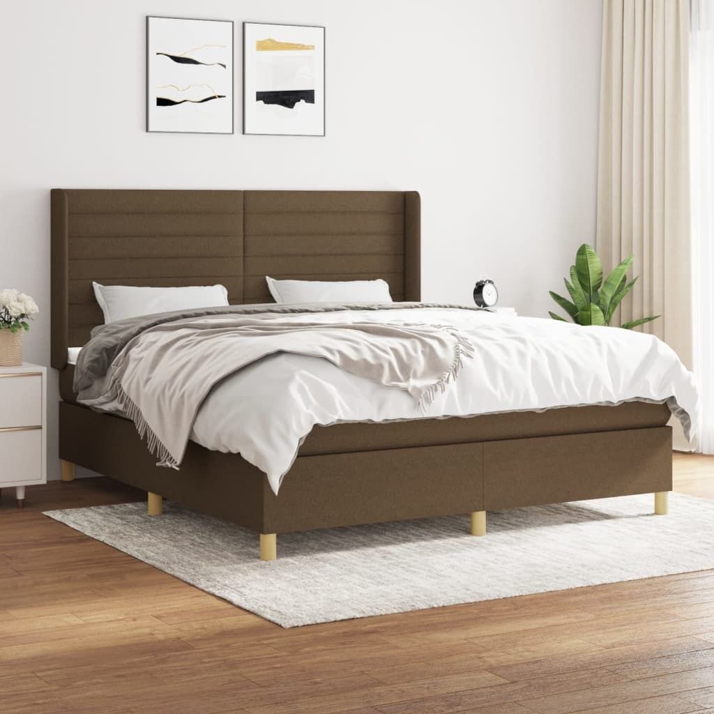CLORIS Boxspringbett mit Matratze Dunkelbraun 180x200 cm Stoff - Klassische Betten 287