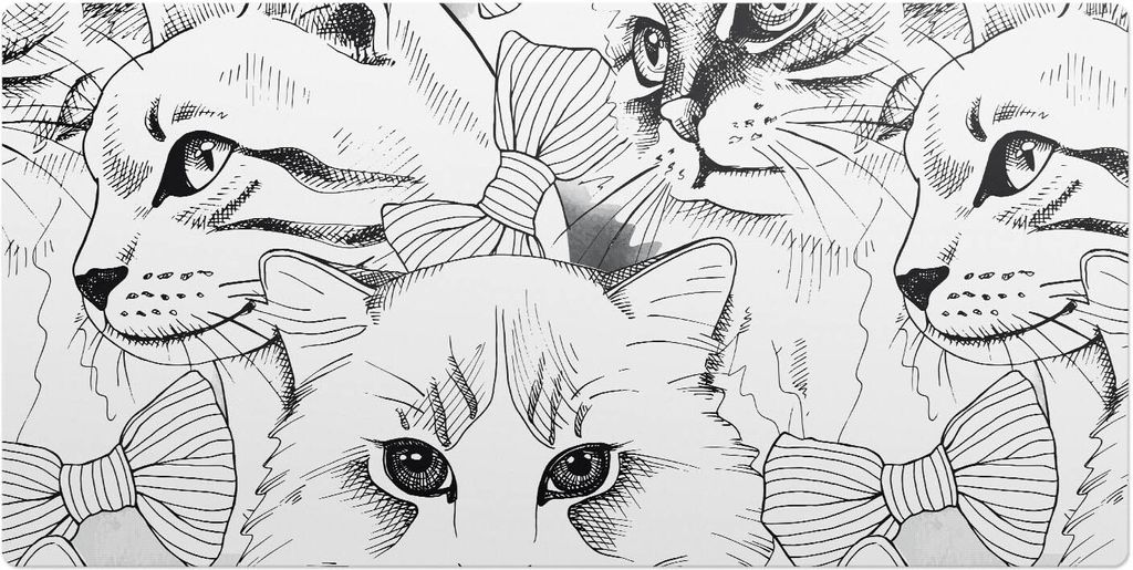 Katzen Mit Schleifen– Schreibtischunterlage – Schreibtisch Tischunterlage – 90x45 cm – Unterlage Groß Schreibtischmatte