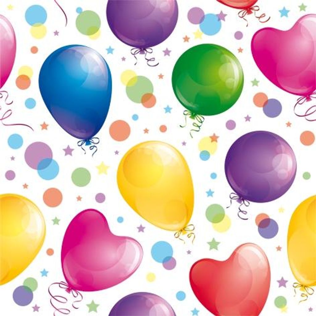 Servietten Papier 33x33cm 3-lagig Luftballons 20 Stück Bunt