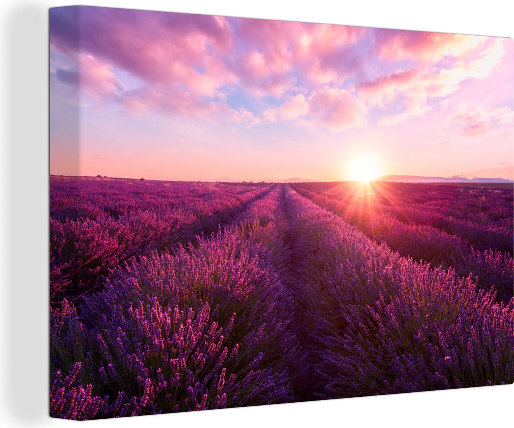OneMillionCanvasses - Leinwandbilder - 140x90 cm, Lavendel - Blumen - Frankreich, Wandbilder Kunstdruck Wanddekoration - Foto auf Leinwand - Gem...