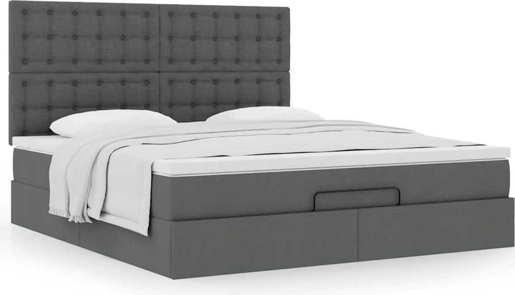Maison Exclusive - Ottoman-Bett mit Matratze Dunkelgrau 160x200 cm Stoff