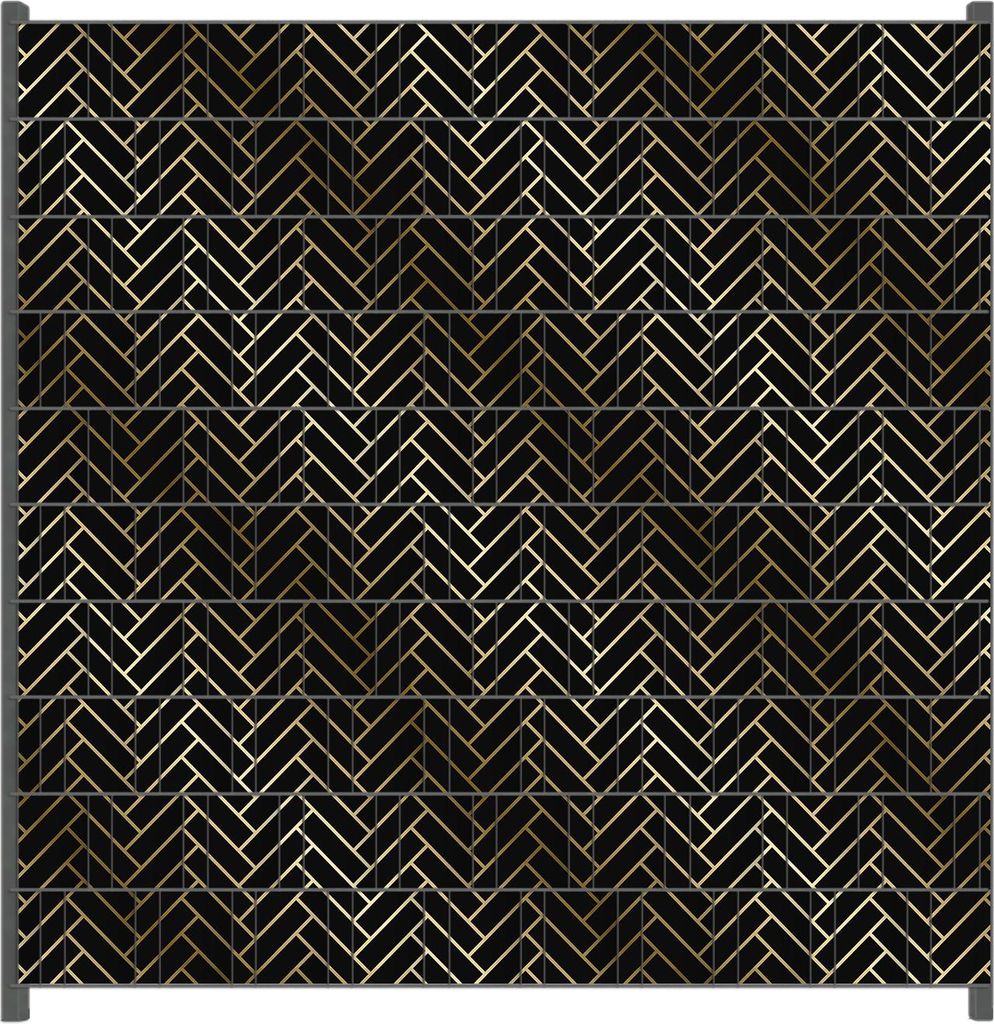 Wallario Zaunsichtschutz mit Motiv Elegantes Fischgrätmuster für Ein- und Doppelstabmatten Zäune in der Größe 200 x 200 cm