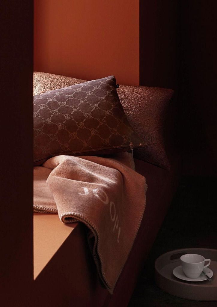 Plaid JOOP! Ornamento 150x200 Cm | Coperta Double-face In Jacquard, Mix Cotone E Poliacrilico | Sabbia Cielo