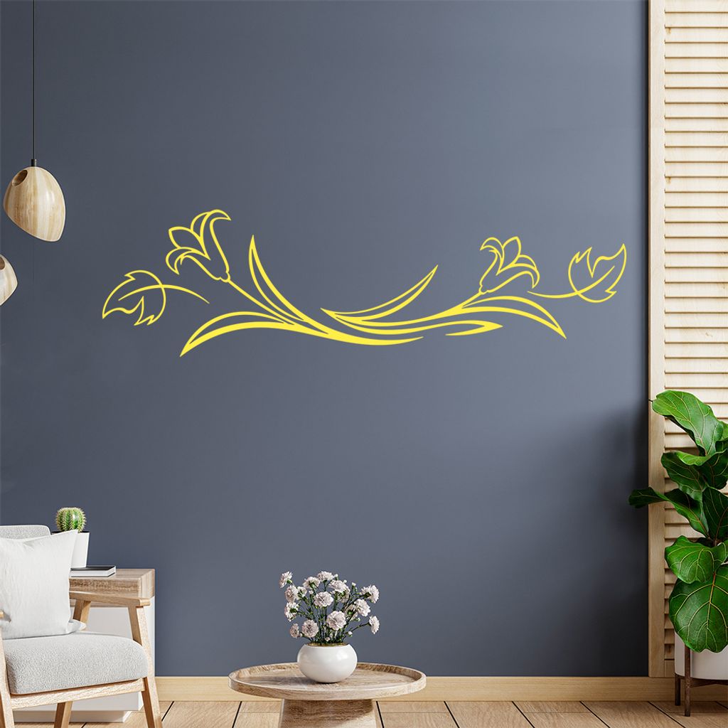 Blume - Linien Wandtattoo in 6 Größen - Wandaufkleber Wall Sticker - Dekoration, Küche, Wohnzimmer, Schlafzimmer, Badezimmer