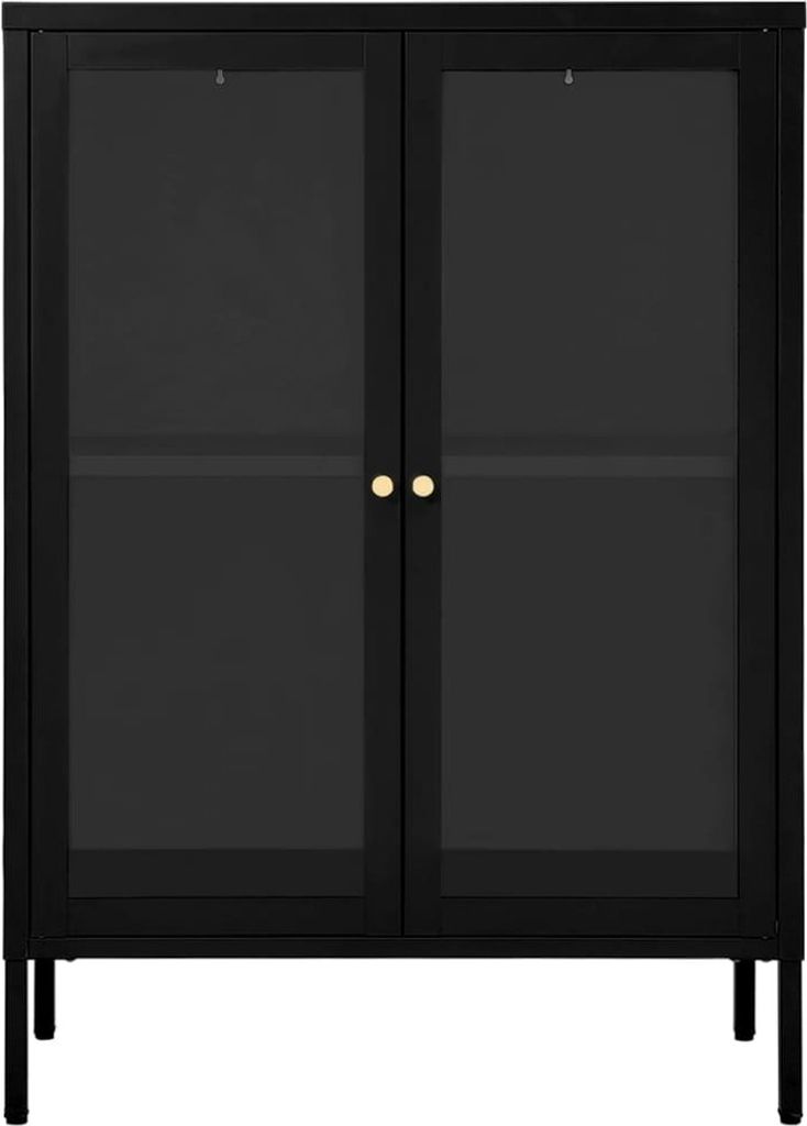 Hochwertigen Möbel Kommoden - Schwarz Sideboard Schwarz 75x35x105cm Stahl und Glas NEU5733552