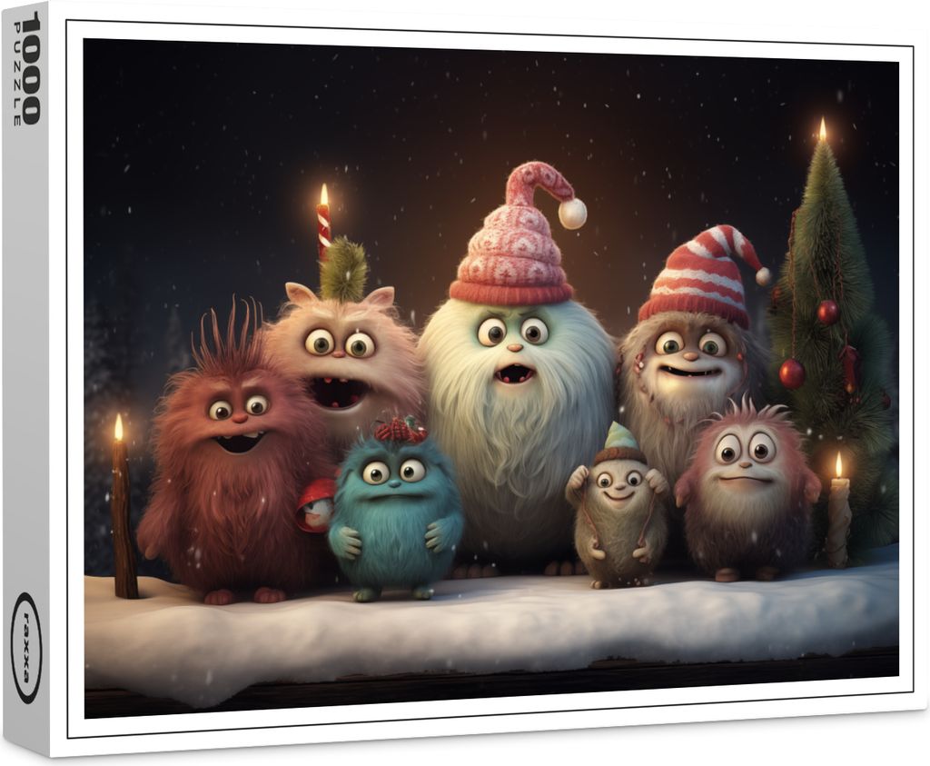 raxxa Premium-Puzzle "Verspielte Whimsical Monster zur Weihnachtszeit Motiv 4", 1000 Teile