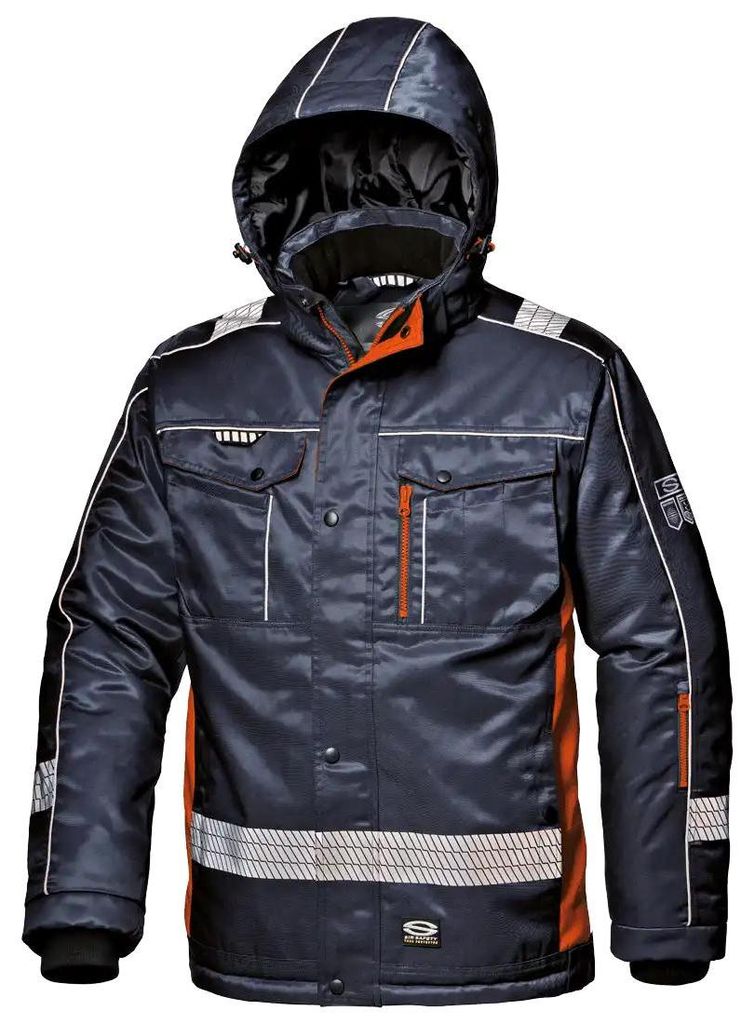 Sir Safety GRIZZLY Warnschutzjacke Klasse 2 wasserabweisend gefüttert mit Kapuze, XL, BLAU/ORANGE