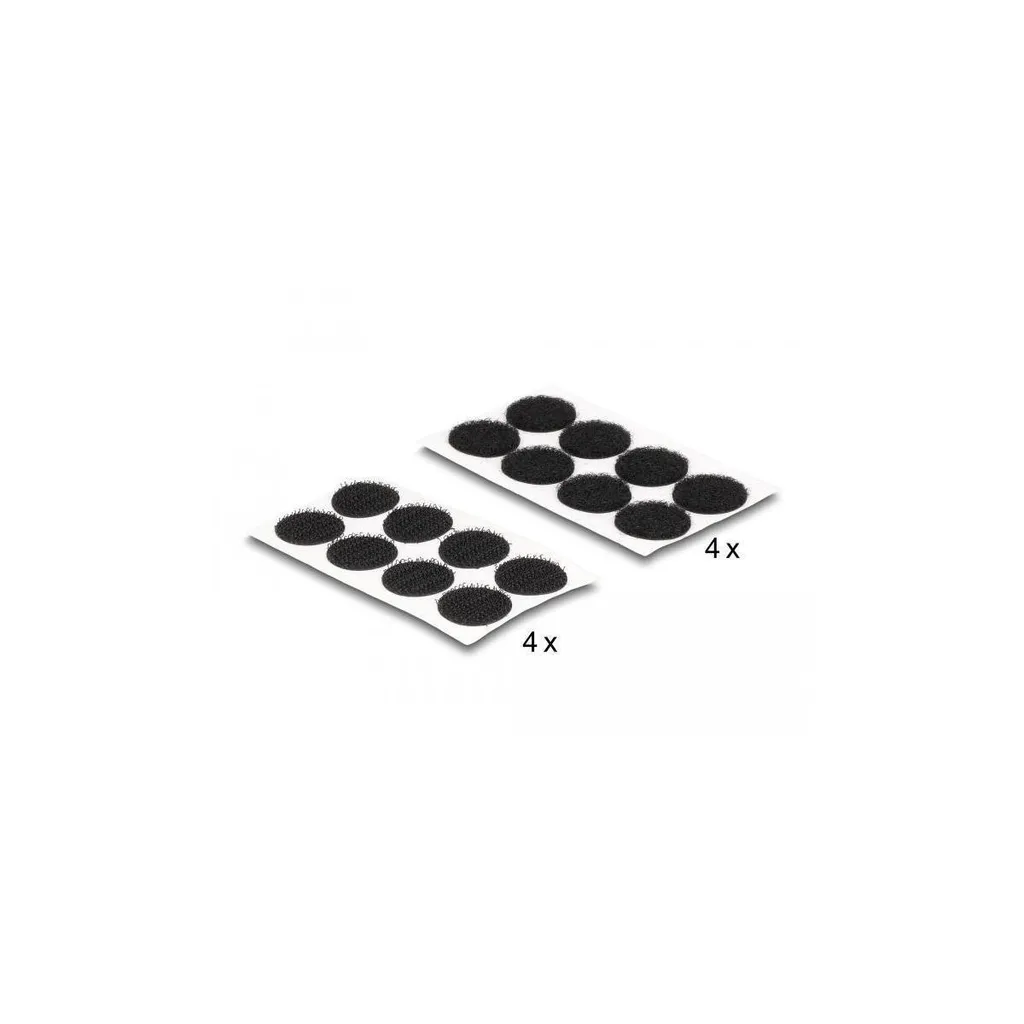 Pastilles auto-agrippantes rondes adhésives Delock noires lot de 64 pcs