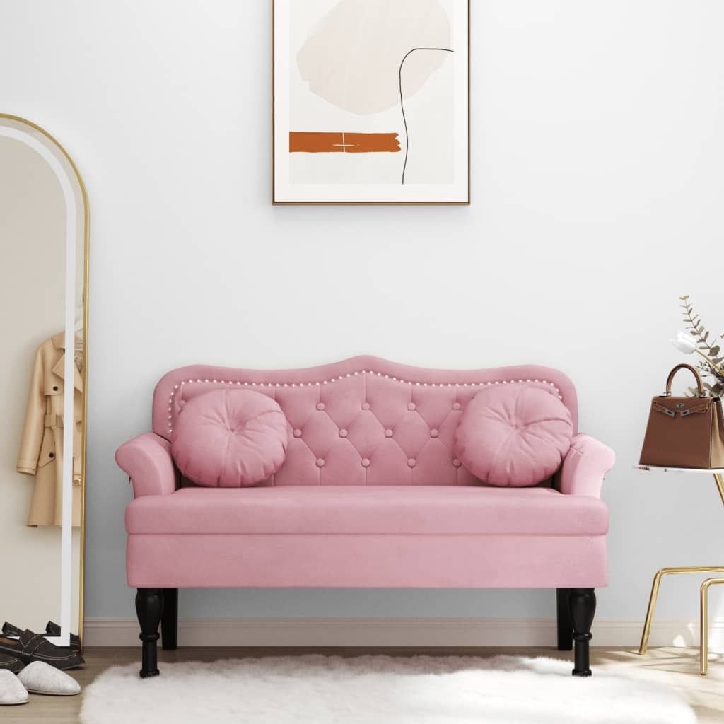 vidaXL Banc avec coussin rose 120,5x65x75 cm velours Image du produit 