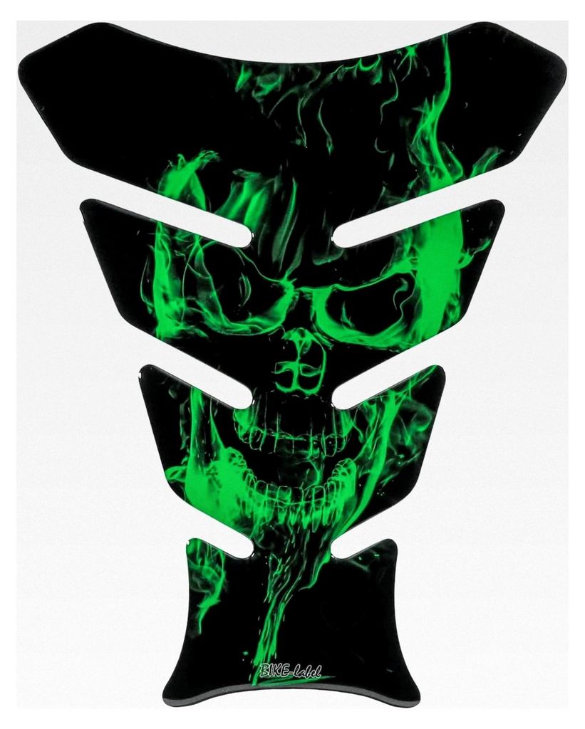 Tankpad 3D Motorrad Skull Grün für Kawasaki