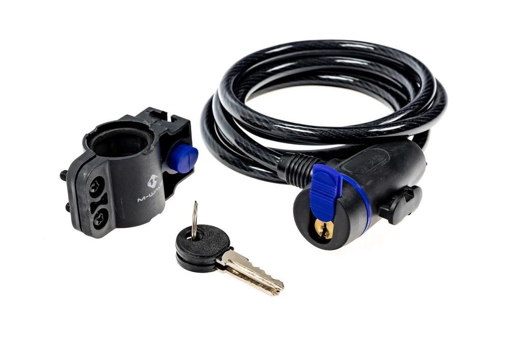 Fahrrad M-Mave Spiral Kabel Schloss S 8.15 Cable Lock 8x1500 mm Clip-On Halterung
