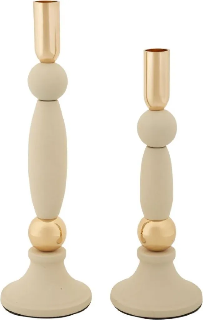 Set 2 Candelieri Strek Mauro Ferretti - Portacandele Design Crema