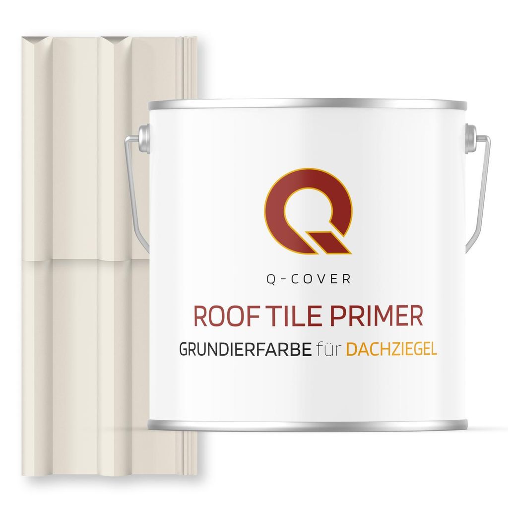 Grundierfarbe für Dachziegel Reinweiß RAL 9010 5 L | wetterfeste Dachbeschichtung | für Ziegel, Beton, Eternit | UV-beständig | Q-COVER