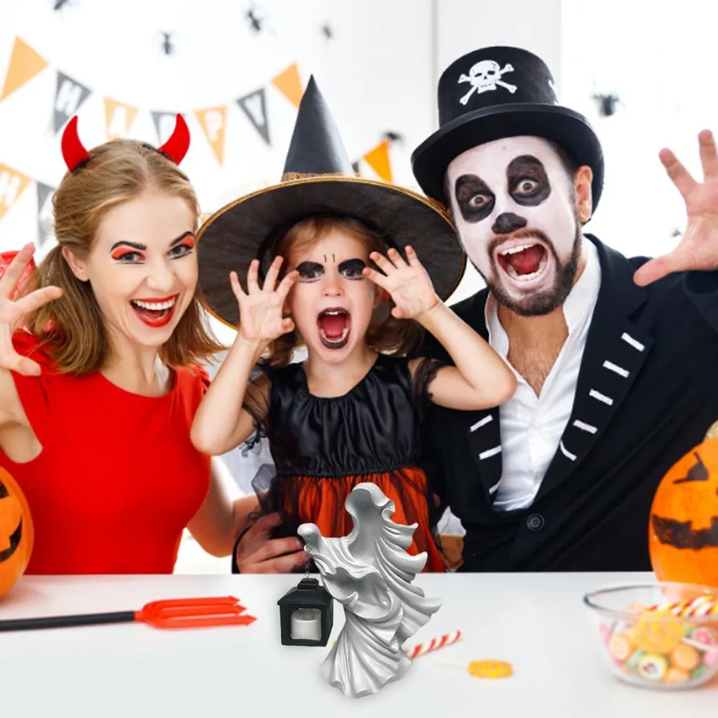 Fantasma Resina Halloween con Lanterna: Offerta Decorazione Giardino - 3