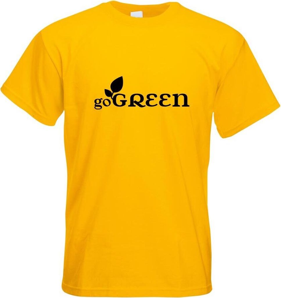 Kiwistar - T-Shirt - gelb - go Green Motiv Bedruckt Funshirt Design Print - mit Motiv Bedruckt - Funshirt Design - Sport - Freizeit - Herren - L