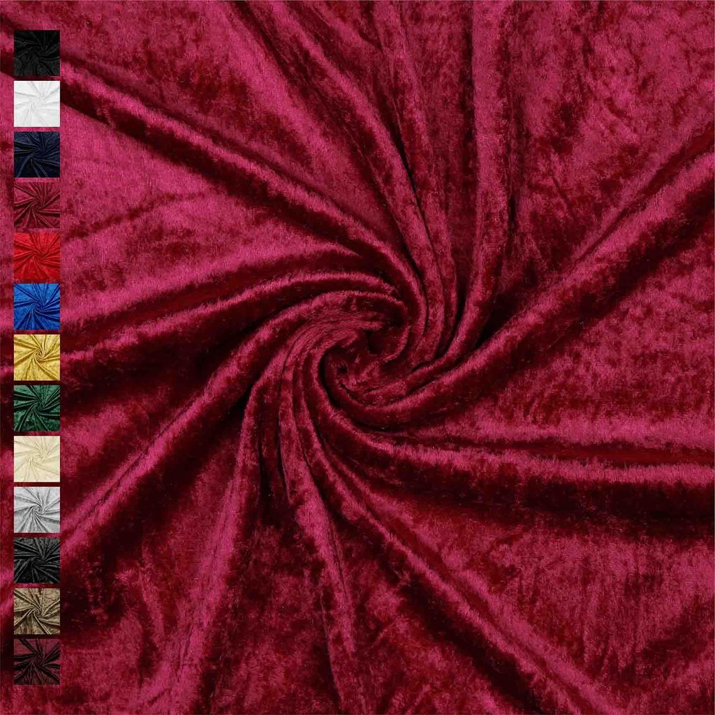 Pannesamt Meterware 140 cm breit – Stoff für Bekleidung, Kostüm & Deko, Uni Glänzend, 0,5 m Schritte, 13 Farben, Karneval & Weihnachten 008 Wein