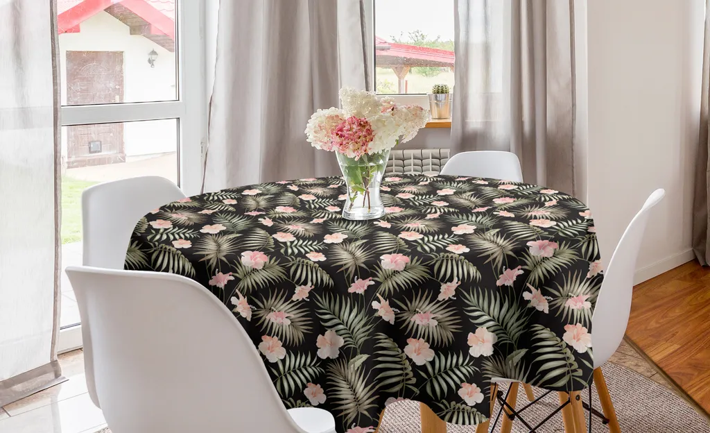 ABAKUHAUS Oasi Tovaglia rotonda, motivo ripetuto con cammelli e palme, tovaglia circolare per sala da pranzo
